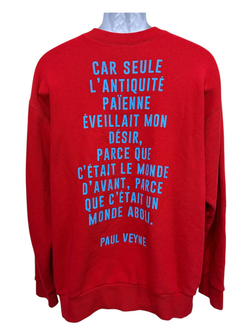 Gucci Size L Red & Blue Cotton Graphic Crewneck Men's Long Sleeve Shirt Red & Blue / L