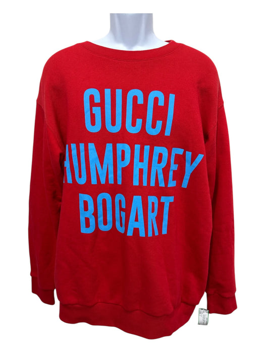 Gucci Size L Red & Blue Cotton Graphic Crewneck Men's Long Sleeve Shirt Red & Blue / L