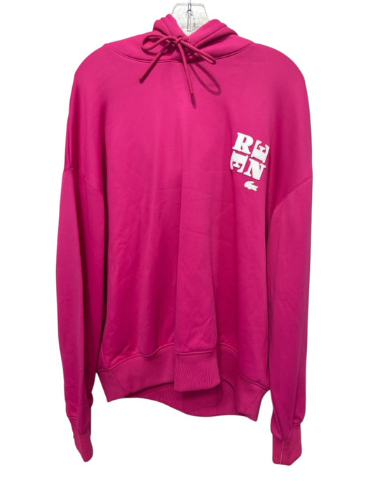 Lacoste Size M Fuchsia Pink Polyester Logo Long Sleeve Oversize Hoodie Sweater Fuchsia Pink / M