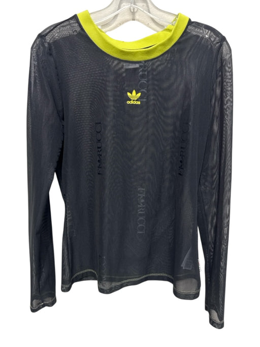 Adidas x Fiorucci Size L Black & Neon Yellow Polyester Mesh Logo Print Pant Set Black & Neon Yellow / L