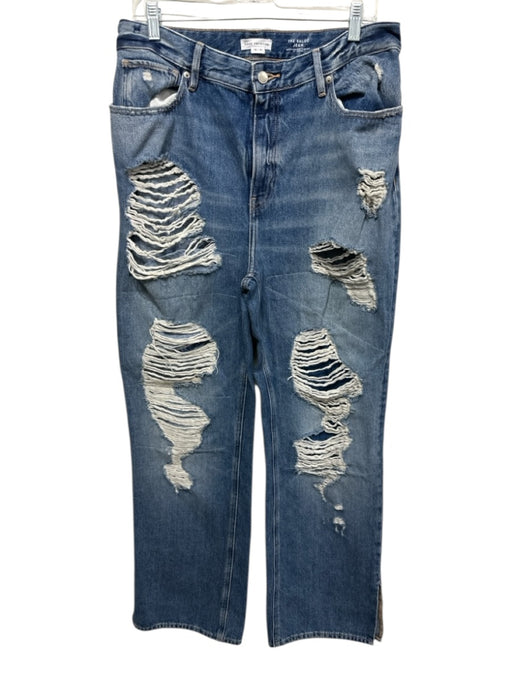 Good American Size 12 Med Wash Cotton Denim Zip & Button Ripped Side Slit Jeans Med Wash / 12
