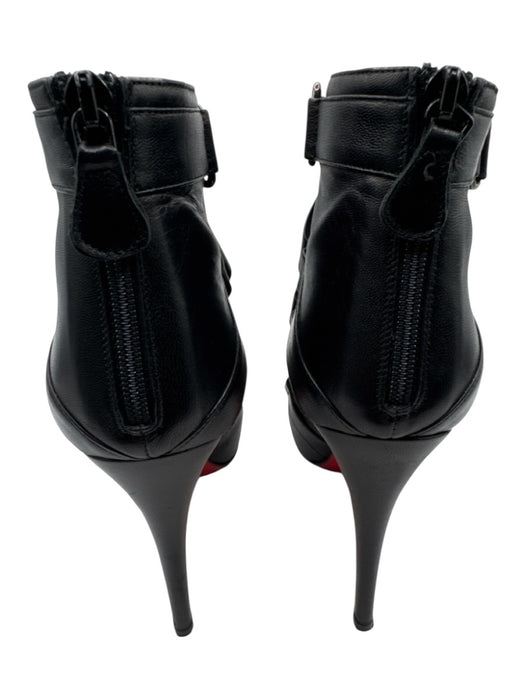 Christian Louboutin Shoe Size 39 Black Leather Strappy Square Toe Booties Black / 39