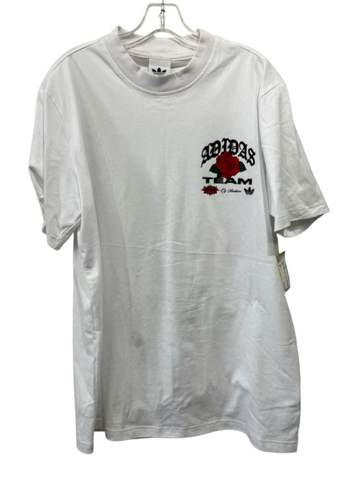 Adidas Size M White & Multi Cotton Graphic Men's Short Sleeve White & Multi / M