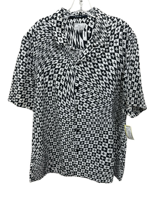 Ksubi Size XL Black & White Tencel All Over Print Men's Short Sleeve Black & White / XL