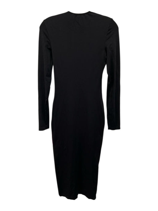 House of London Size L Black Nylon Round Neck Long Sleeve Midi Dress Black / L