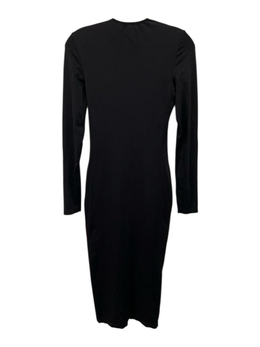 House of London Size L Black Nylon Round Neck Long Sleeve Midi Dress Black / L