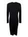 House of London Size L Black Nylon Round Neck Long Sleeve Midi Dress Black / L