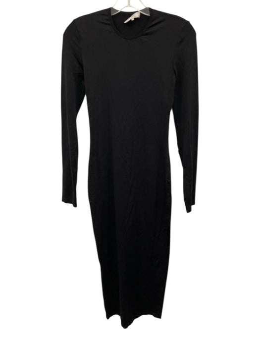 House of London Size L Black Nylon Round Neck Long Sleeve Midi Dress Black / L