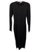 House of London Size L Black Nylon Round Neck Long Sleeve Midi Dress Black / L