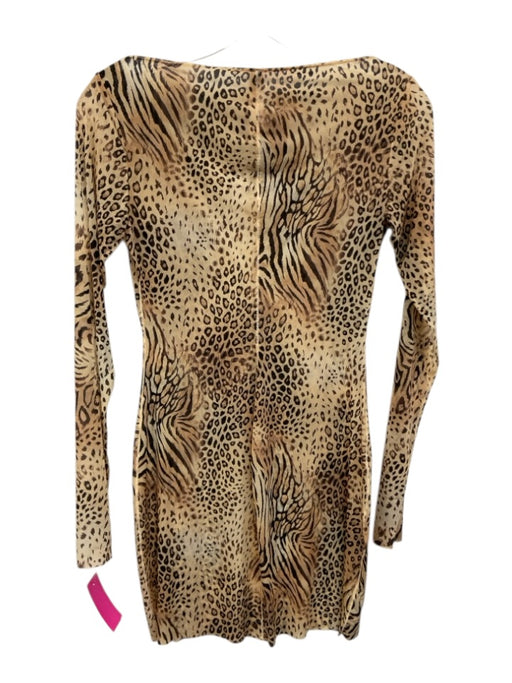 SKIMS Size M Beige, Tan, Black Polyamide Sheer Animal Print Mini Dress Beige, Tan, Black / M