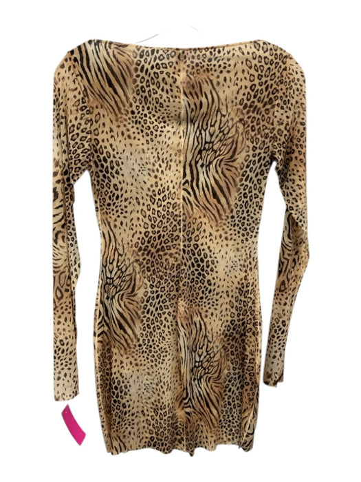 SKIMS Size M Beige, Tan, Black Polyamide Sheer Animal Print Mini Dress Beige, Tan, Black / M