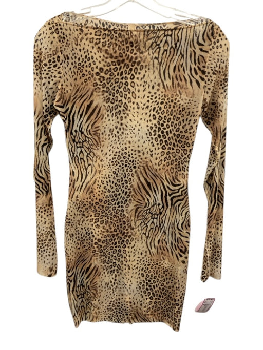 SKIMS Size M Beige, Tan, Black Polyamide Sheer Animal Print Mini Dress Beige, Tan, Black / M