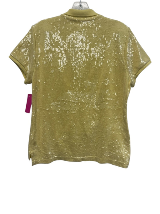 Polo Ralph Lauren Size M Yellow Cotton Fully Sequined polo Short Sleeve Top Yellow / M