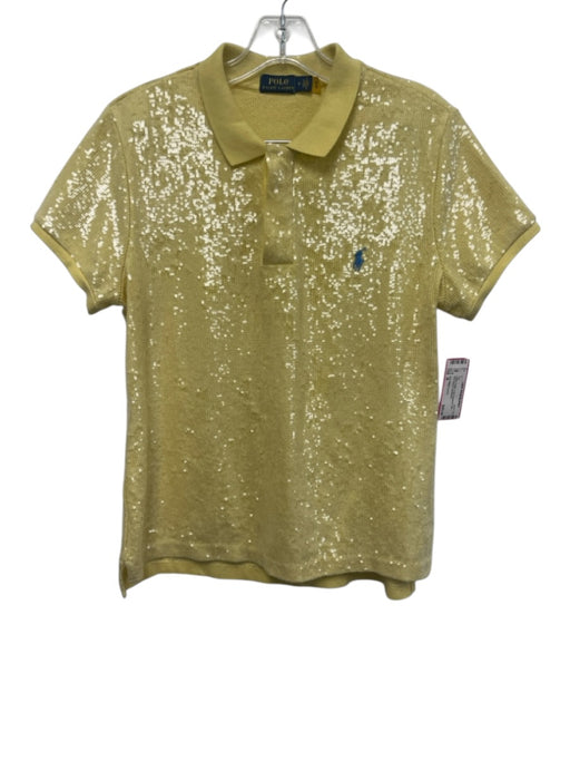 Polo Ralph Lauren Size M Yellow Cotton Fully Sequined polo Short Sleeve Top Yellow / M
