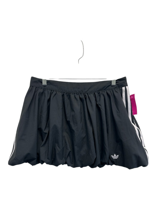 Adidas Size 14 Black & White Polyester Mini Bubble Hem 3 Stripe Logo Skirt Black & White / 14
