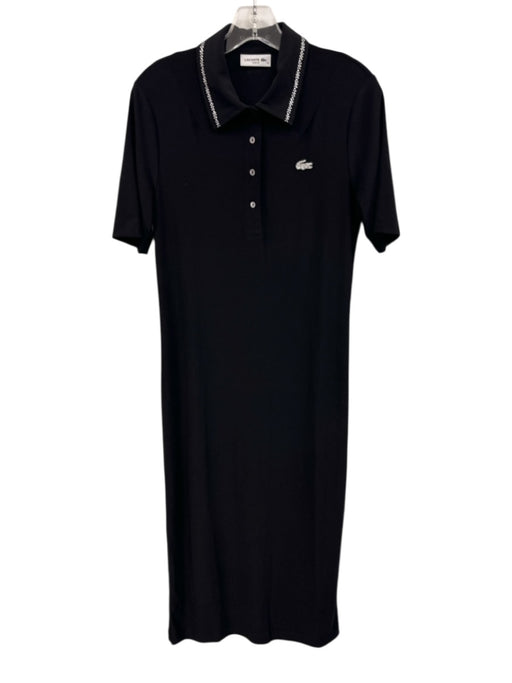 Lacoste Size 42 Black Polyester Blend Short Sleeve Rhinestone Logo Dress Black / 42