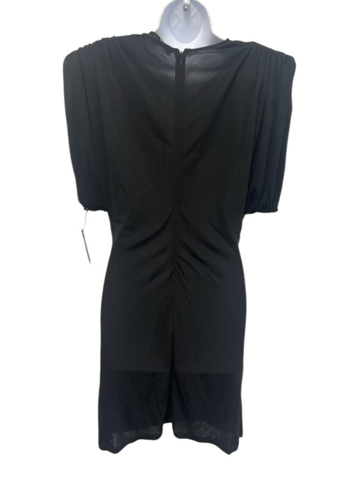 Versace Size 42 Black Viscose Cap Sleeve Gathered Shoulder Pads Ruched Dress Black / 42