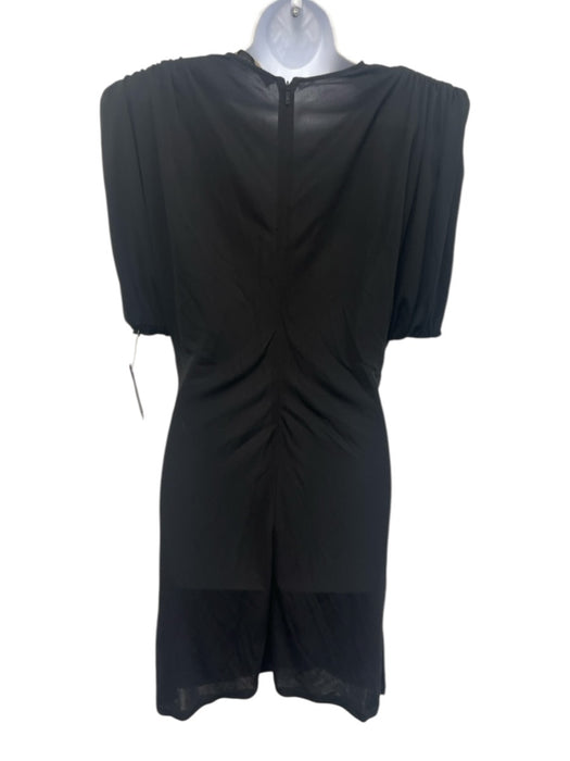 Versace Size 42 Black Viscose Cap Sleeve Gathered Shoulder Pads Ruched Dress Black / 42