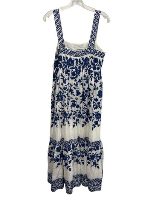 Antonio Melani Size 8 Navy Blue & White Rayon Sleeveless Floral Embroidery Dress Navy Blue & White / 8
