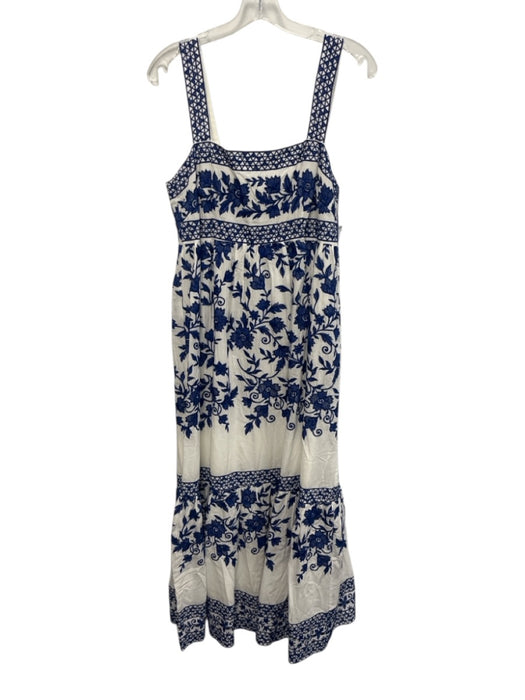 Antonio Melani Size 8 Navy Blue & White Rayon Sleeveless Floral Embroidery Dress Navy Blue & White / 8
