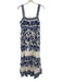 Antonio Melani Size 8 Navy Blue & White Rayon Sleeveless Floral Embroidery Dress Navy Blue & White / 8