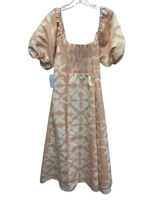 Sachin & Babi Size 8 Blush & White Polyester Half Puff Sleeve Button Front Dress Blush & White / 8