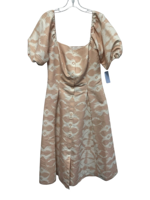 Sachin & Babi Size 8 Blush & White Polyester Half Puff Sleeve Button Front Dress Blush & White / 8