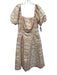 Sachin & Babi Size 8 Blush & White Polyester Half Puff Sleeve Button Front Dress Blush & White / 8