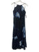Lela Rose Size 10 Black, Blue, White Cotton & Silk Spaghetti Strap Pleated Dress Black, Blue, White / 10