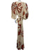 Juan De Dios Size 4 red, blue, beige Linen Half Puff Sleeve Abstract Print Dress red, blue, beige / 4