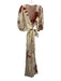 Juan De Dios Size 4 red, blue, beige Linen Half Puff Sleeve Abstract Print Dress red, blue, beige / 4
