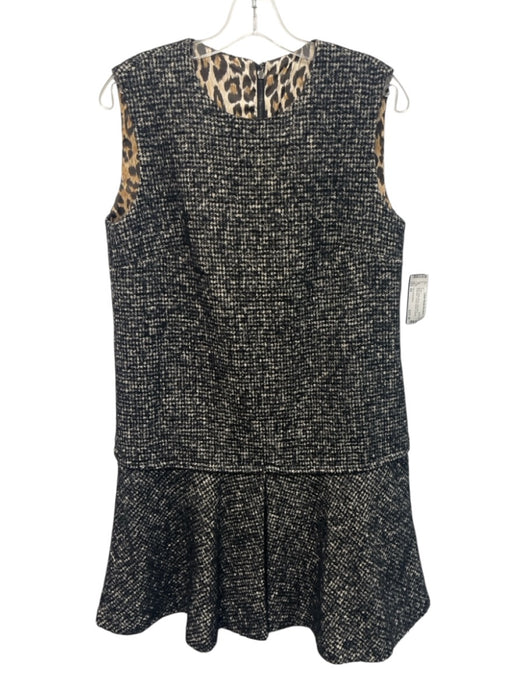 Dolce & Gabbana Size 44 Black, White, Brown Wool Blend Sleeveless Tweed Dress Black, White, Brown / 44