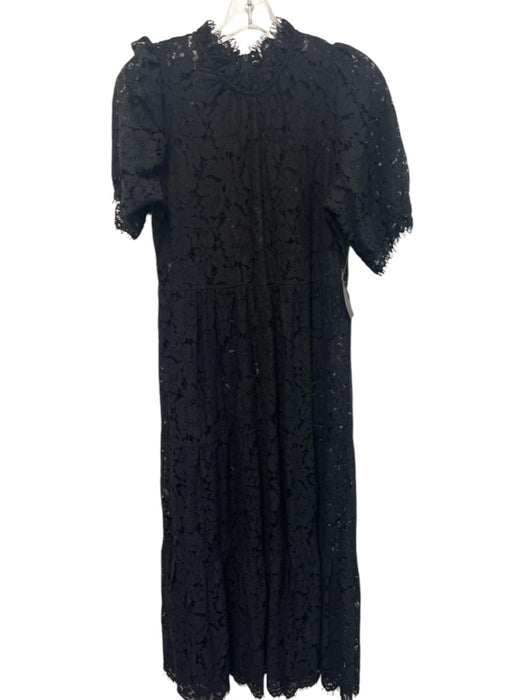 Generation Love Size Small Black Short Sleeve Floral Lace Mock Neck Maxi Dress Black / Small