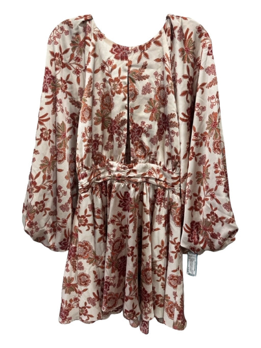 Misa Size M Beige & Multi Polyester floral print Keyhole Puff Long Sleeve Dress Beige & Multi / M