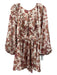 Misa Size M Beige & Multi Polyester floral print Keyhole Puff Long Sleeve Dress Beige & Multi / M