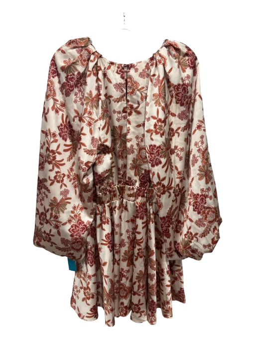 Misa Size M Beige & Multi Polyester floral print Keyhole Puff Long Sleeve Dress Beige & Multi / M