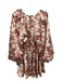 Misa Size M Beige & Multi Polyester floral print Keyhole Puff Long Sleeve Dress Beige & Multi / M