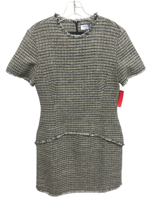 Proenza Schouler White Label Size 8 Cream & Black Cotton Blend tweed Dress Cream & Black / 8