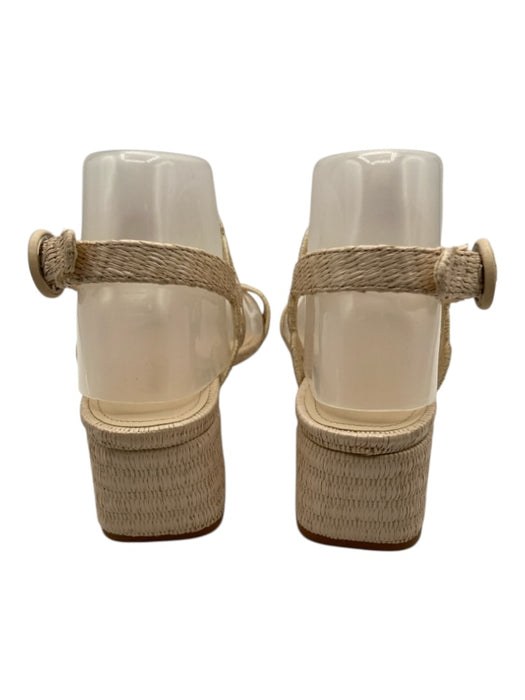 Larroude Shoe Size 8.5 Ivory White Textile Ankle Strap Scalloped Sandals Ivory White / 8.5