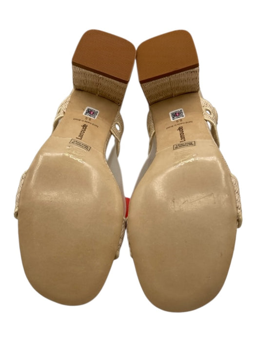 Larroude Shoe Size 8.5 Ivory White Textile Ankle Strap Scalloped Sandals Ivory White / 8.5