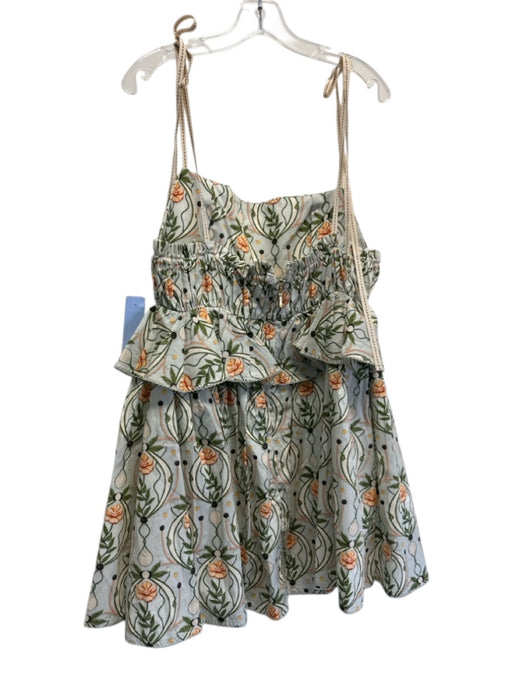 Agua by Agua Bendita Size Large Blue, Green, Orange Cotton Spaghetti Strap Dress Blue, Green, Orange / Large