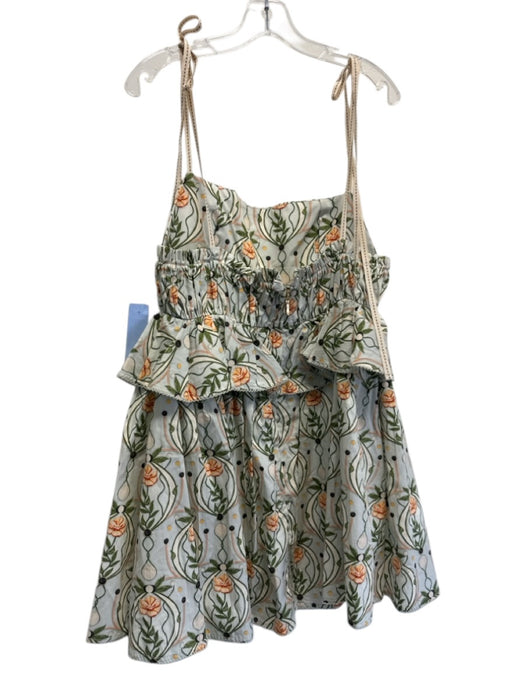 Agua by Agua Bendita Size Large Blue, Green, Orange Cotton Spaghetti Strap Dress Blue, Green, Orange / Large