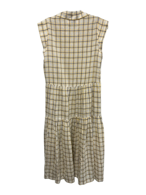 Mii Size Small Yellow, Blue, White Cotton & Silk Sleeveless Plaid Tiered Dress Yellow, Blue, White / Small