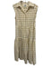 Mii Size Small Yellow, Blue, White Cotton & Silk Sleeveless Plaid Tiered Dress Yellow, Blue, White / Small