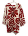 Cala de la Cruz Size Large Red & White Linen Long Sleeve Abstract Floral Dress Red & White / Large