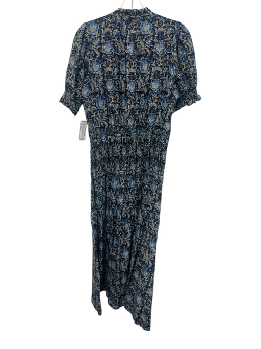 A Piece Apart Size Est Small Black, Blue, Yellow Cotton & Silk Floral Dress Black, Blue, Yellow / Est Small