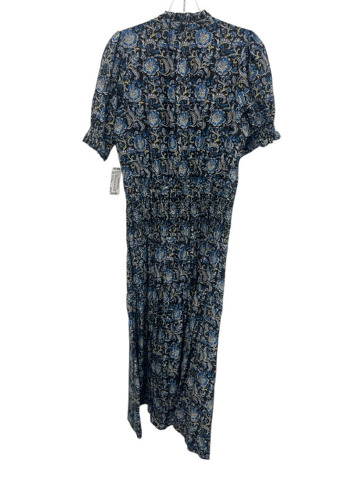 A Piece Apart Size Est Small Black, Blue, Yellow Cotton & Silk Floral Dress Black, Blue, Yellow / Est Small