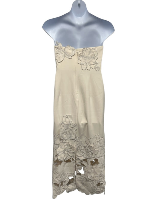Leo Lin Size 8 Blush Beige Polyester Blend Strapless Floral Applique Maxi Dress Blush Beige / 8