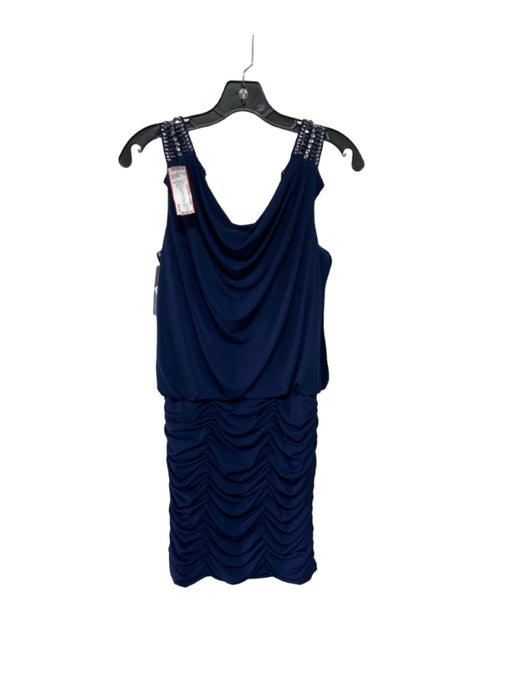 Laundry Size 4 Navy Polyester Blend Cowl Neck Gathered Bottom Sleeveless Dress Navy / 4
