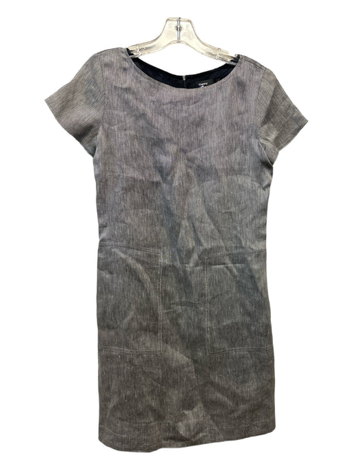 Theory Size P Gray Linen Blend Short Sleeve Back Zip Dress Gray / P